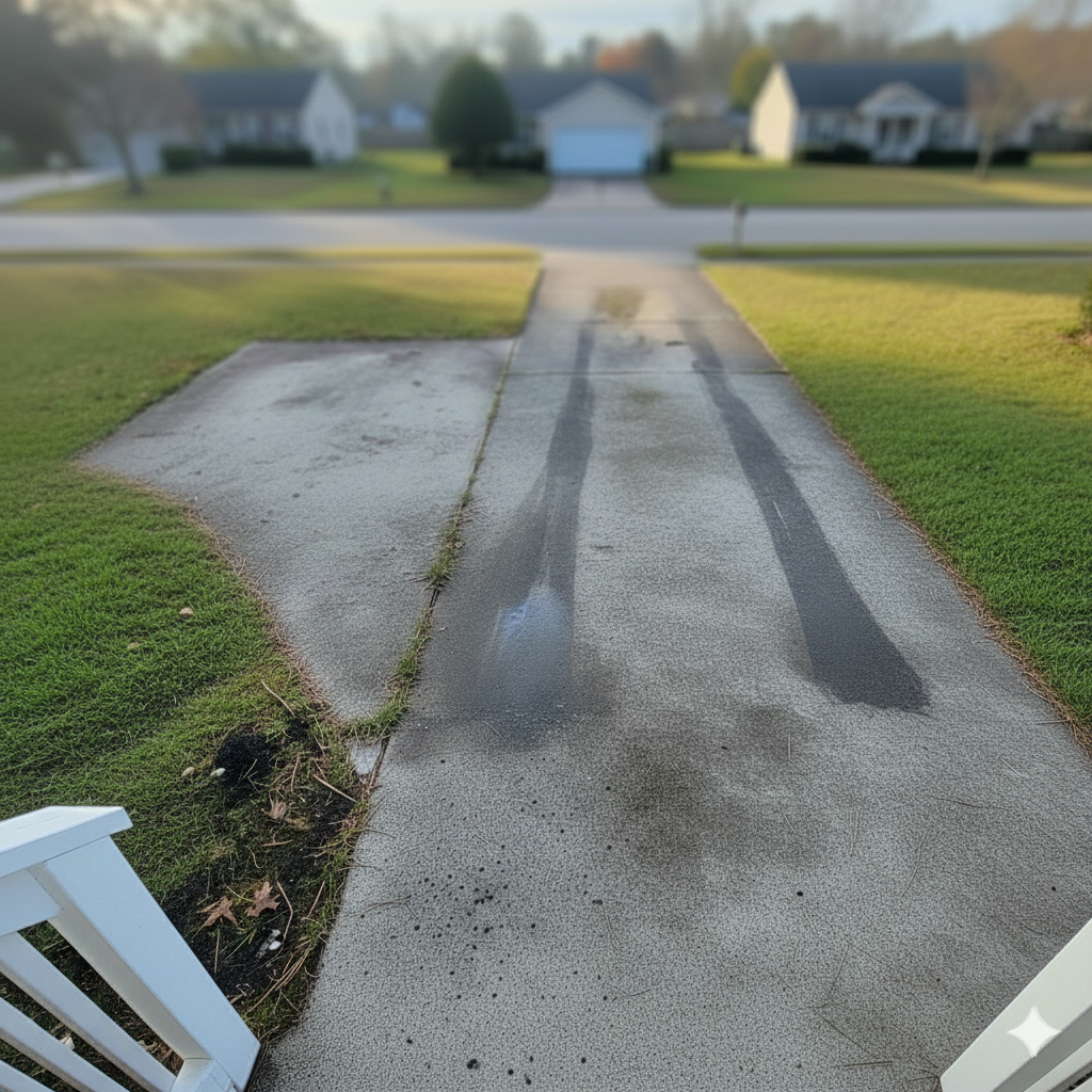 Concrete Driveway before pressure washing