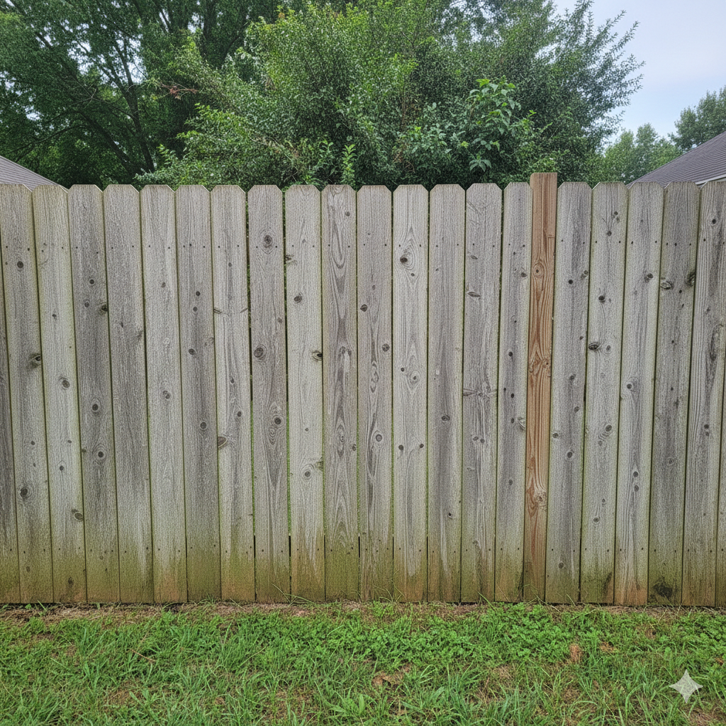Fence Section after pressure washing