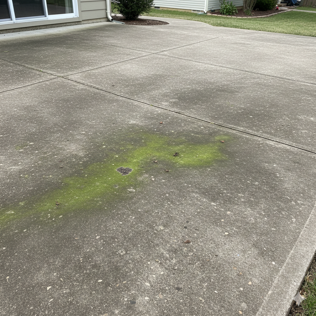 Patio / Backyard Concrete before pressure washing